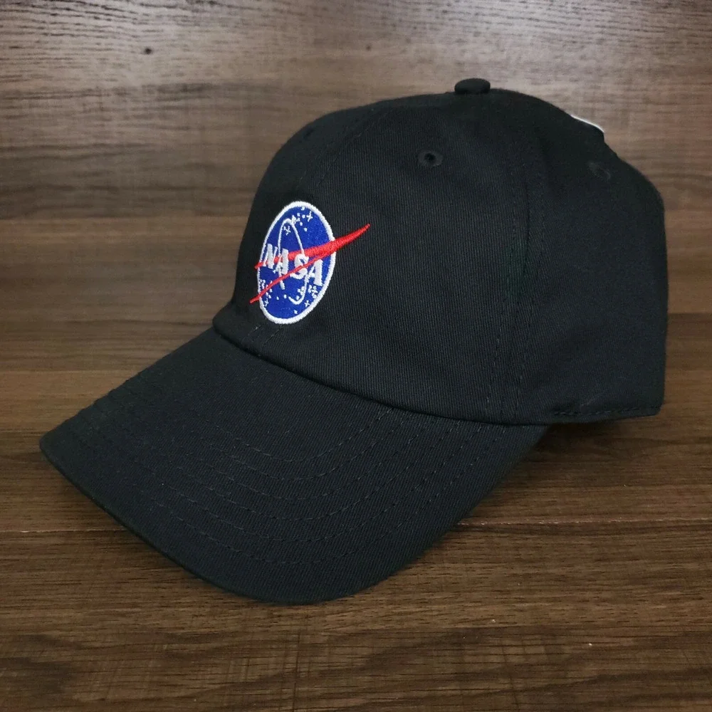 NASA Dad Hat Cap Embroidered Logo Space Camp Black Cotton‎ NWT